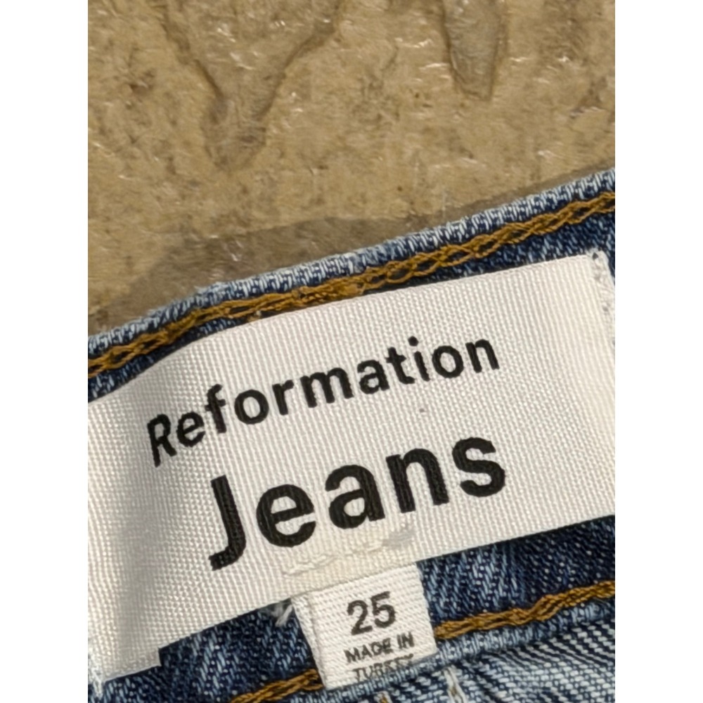 $168 Reformation Nila Long Denim Jean Skirt Blue Crossover Waist Midi Slit 26 4 - Picture 13 of 15